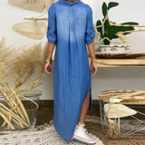 VANORA | DENIM MAXI DRESS WITH SLIT