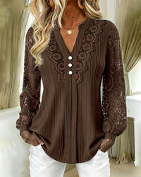 CORINNE | LACE DETAIL V-NECK BLOUSE