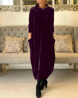 ELOWENA | ELEGANT VELVET MAXI DRESS WITH POCKETS