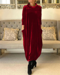ELOWENA | ELEGANT VELVET MAXI DRESS WITH POCKETS