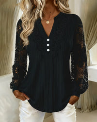 CORINNE | LACE DETAIL V-NECK BLOUSE