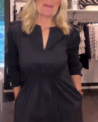 GILORA | A-LINE DRESS WITH PUFF SLEEVES AND FITTED WAIST