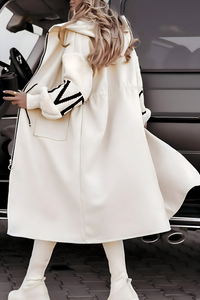 AMELIA | LONG COAT WITH KNITTED SLEEVES AND HOOD