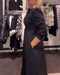 GILORA | A-LINE DRESS WITH PUFF SLEEVES AND FITTED WAIST