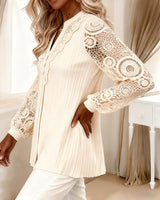 CORINNE | LACE DETAIL V-NECK BLOUSE