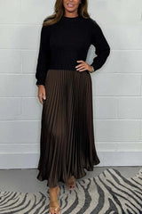 CATHERINE | MAXI DRESS WITH KNIT TOP AND PLEATED SKIRT