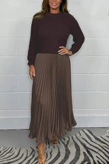 CATHERINE | MAXI DRESS WITH KNIT TOP AND PLEATED SKIRT