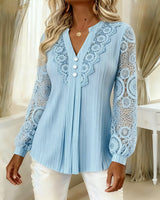 CORINNE | LACE DETAIL V-NECK BLOUSE