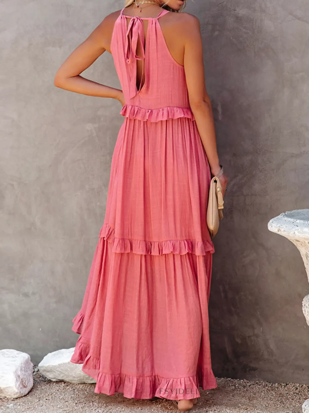 ENYA | RUFFLE DETAIL MAXI DRESS