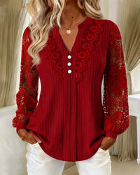 CORINNE | LACE DETAIL V-NECK BLOUSE