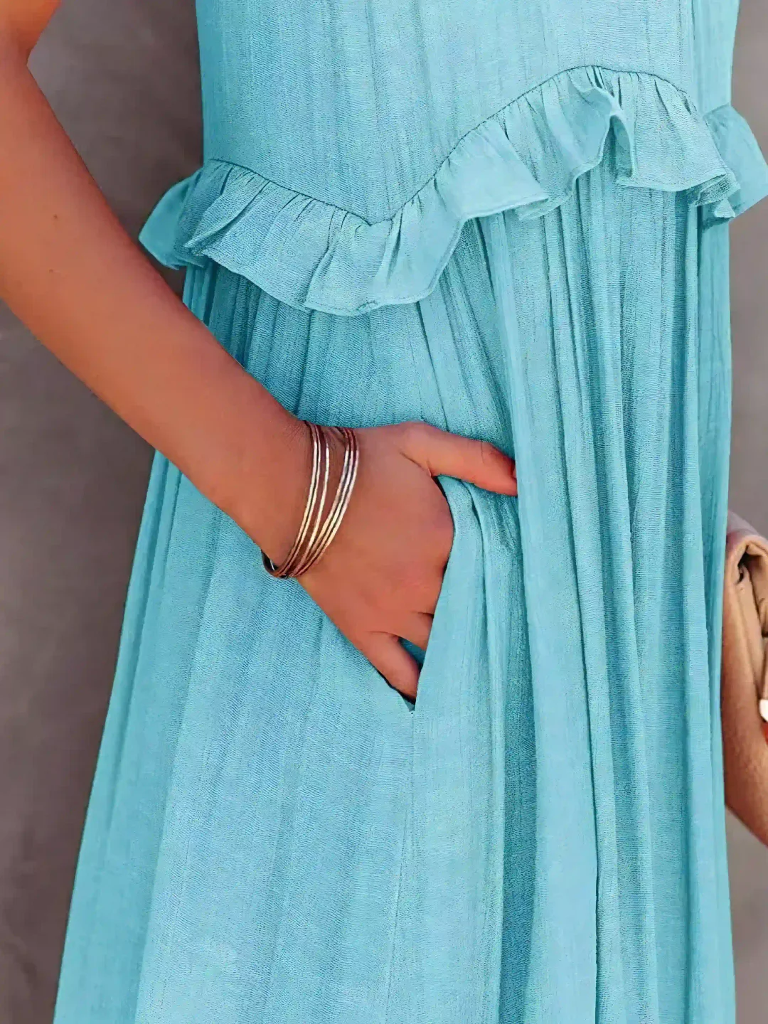 ENYA | RUFFLE DETAIL MAXI DRESS