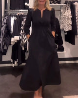 GILORA | A-LINE DRESS WITH PUFF SLEEVES AND FITTED WAIST