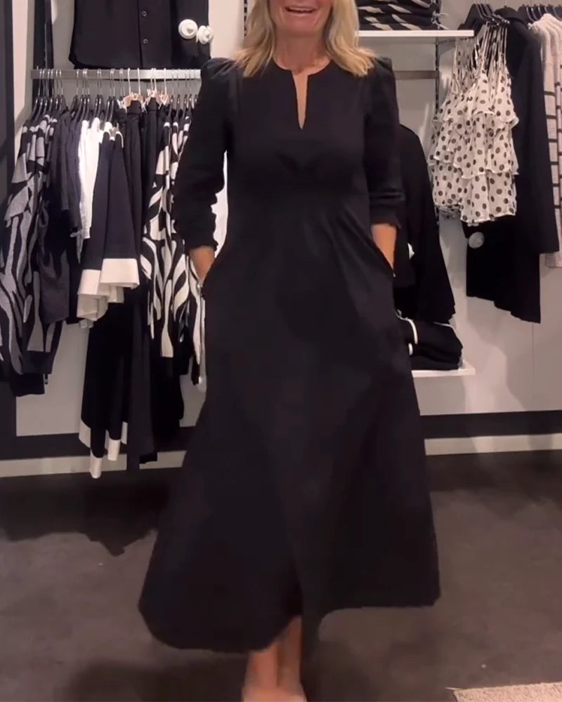 GILORA | A-LINE DRESS WITH PUFF SLEEVES AND FITTED WAIST