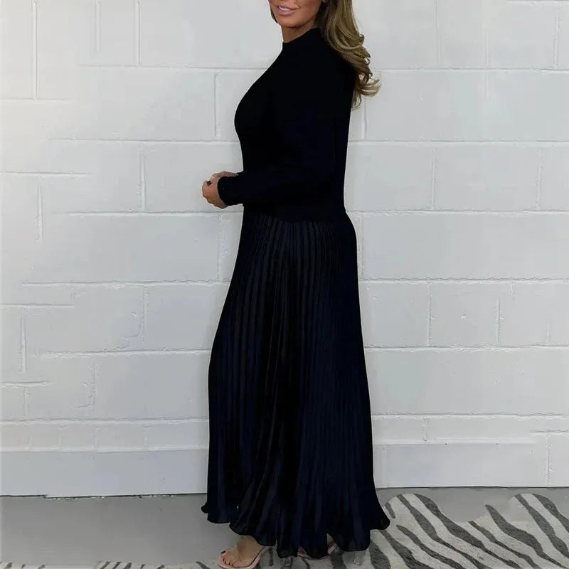 CATHERINE | MAXI DRESS WITH KNIT TOP AND PLEATED SKIRT