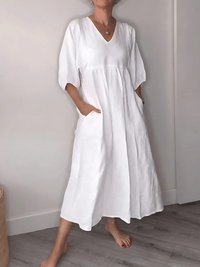 ALINAH | ELEGANT V-NECK MAXI DRESS