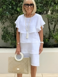 SONNET | ELEGANT FLOWING RUFFLED MIDI DRESS