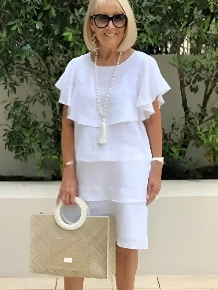 SONNET | ELEGANT FLOWING RUFFLED MIDI DRESS