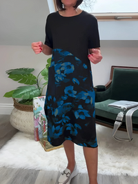 PAOLA | FLORAL ROUND-NECK MIDI DRESS