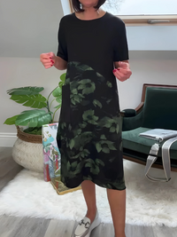 PAOLA | FLORAL ROUND-NECK MIDI DRESS