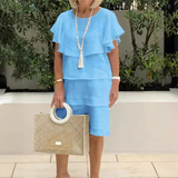 SONNET | ELEGANT FLOWING RUFFLED MIDI DRESS