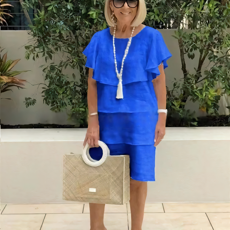 SONNET | ELEGANT FLOWING RUFFLED MIDI DRESS